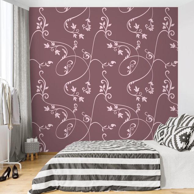 Papel pared flores No.TA104 Ivy Old Rose-Light Pink