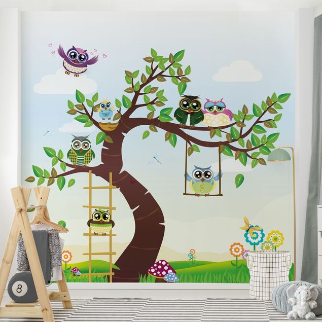 Papel pintado de mariposas No.YK23 Funny Owl Tree