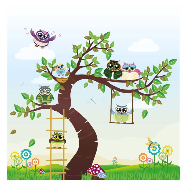 Papel pintado bosque infantil No.YK23 Funny Owl Tree