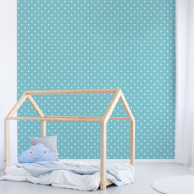 Decoración infantil pared No.YK55 White Dots On Turquoise