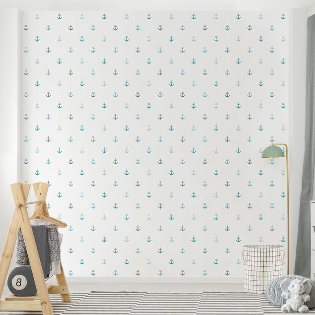 Papel pared turquesa No.YK62 Anchor Turquoise