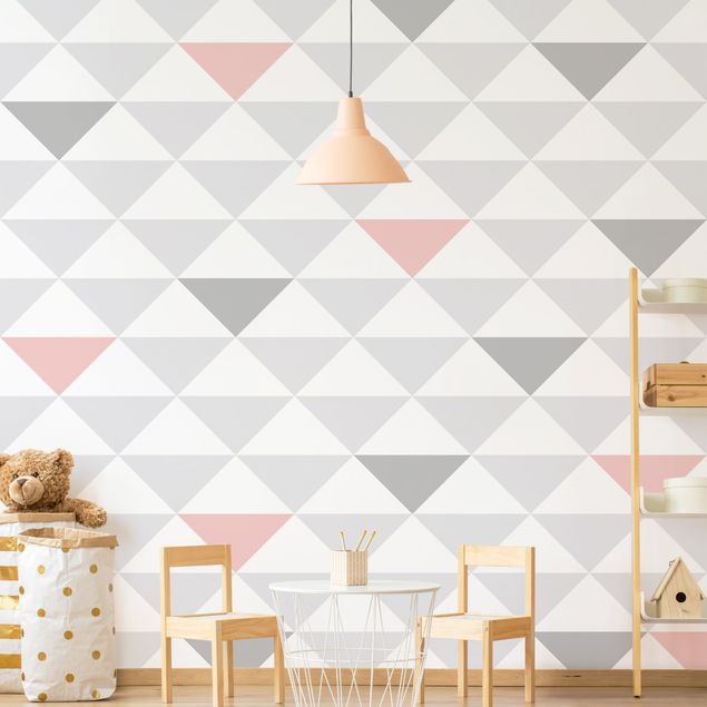 Decoración habitación infantil No.YK65 Triangles Grey White Pink