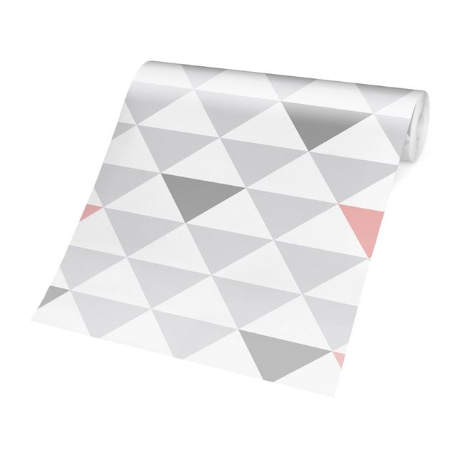 Papel pintado No.YK65 Triangles Grey White Pink