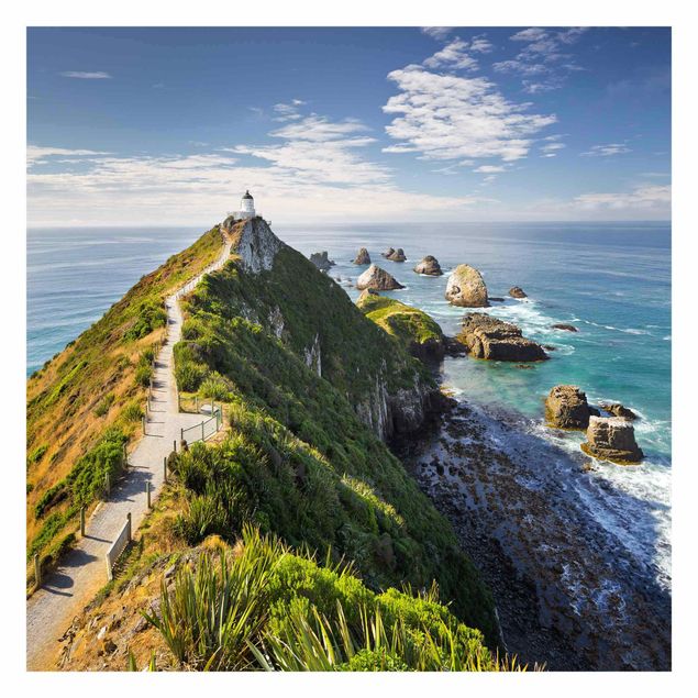 Papel pintado paisajes naturales Nugget Point Lighthouse And Sea New Zealand