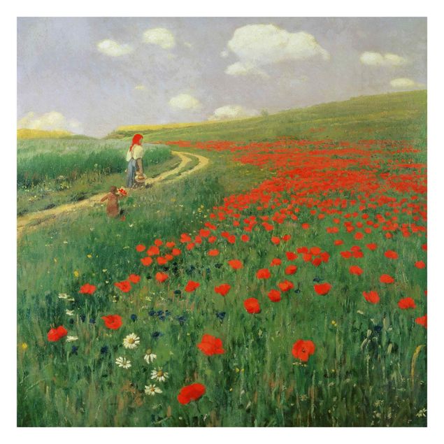 Papel pintado moderno Pál Szinyei-Merse - Summer Landscape With A Blossoming Poppy