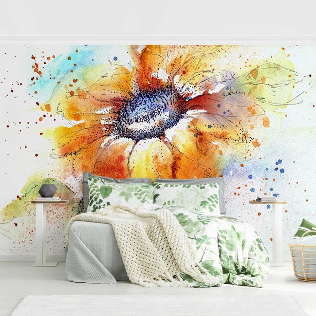 Papel pintado girasoles Painted Sunflower