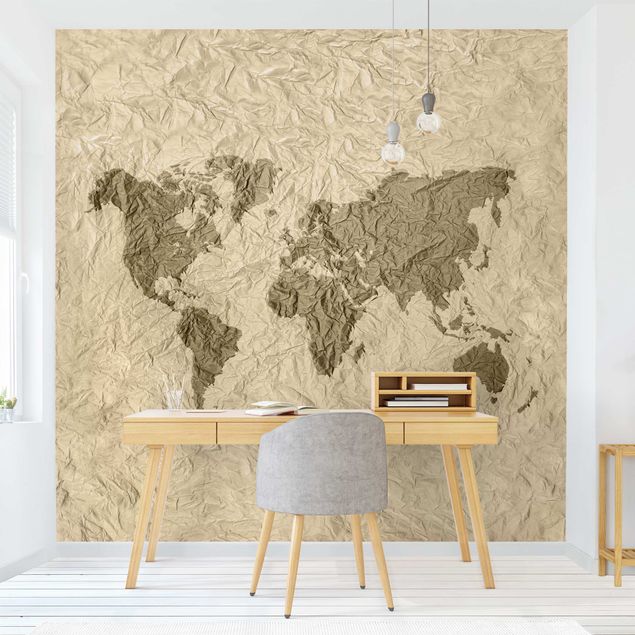 Decoración cocina Paper World Map Beige Brown
