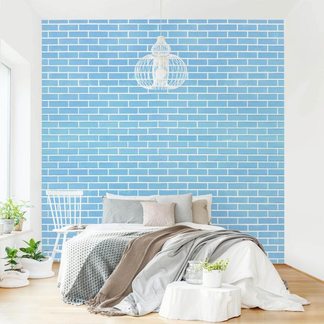 Papel imitacion ladrillo Pastel Blue Brick Wall