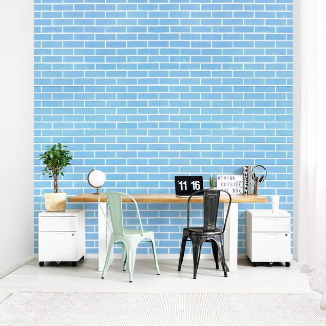 Papeles pintados industriales Pastel Blue Brick Wall