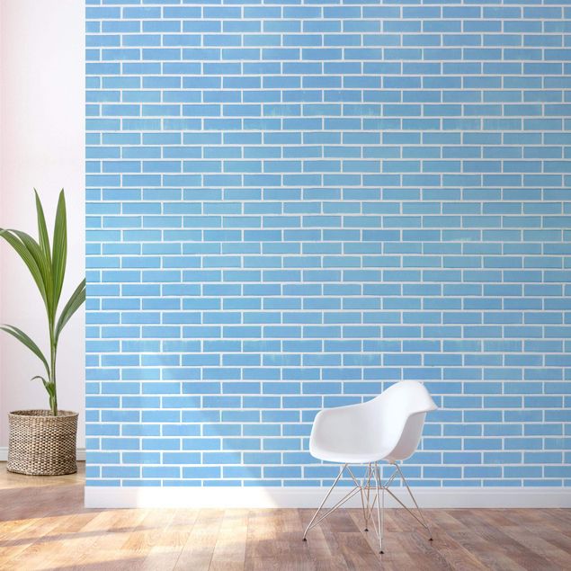 Papeles pintados modernos Pastel Blue Brick Wall