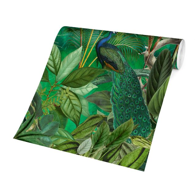 Papel pintado paisajes Peacocks In The Jungle