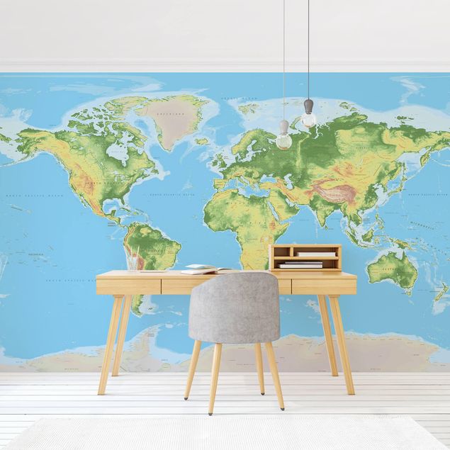 Papeles pintados modernos Physical World Map