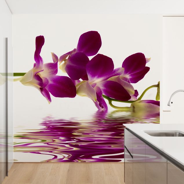 Papel pintado salón moderno Pink Orchid Waters