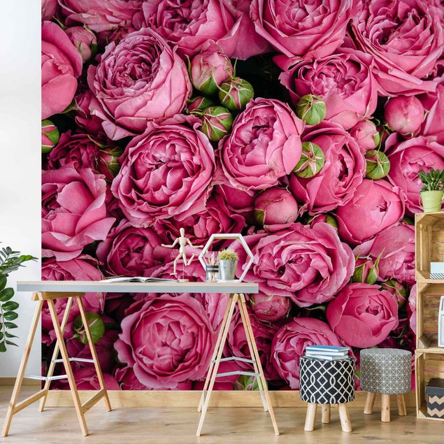 Papel pared flores Pink Peonies