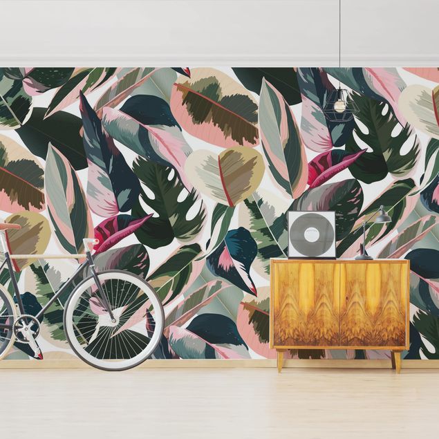 Papel pintado con patrones Pink Tropical Pattern XXL