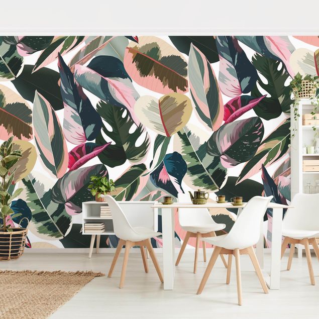 Papeles pintados modernos Pink Tropical Pattern XXL
