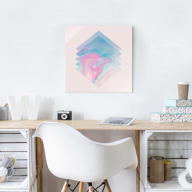 Cuadros abstractos modernos Pink Water Marble