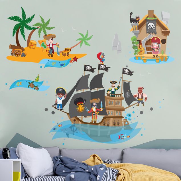 Decoración infantil pared Pirate ship Treasure Island Mega Set