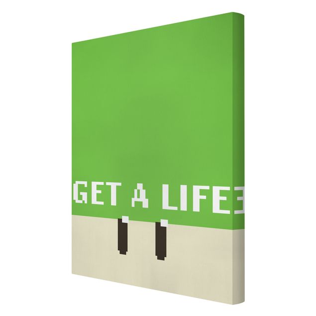 Lienzos decorativos Pixel Text Get A Life In Green