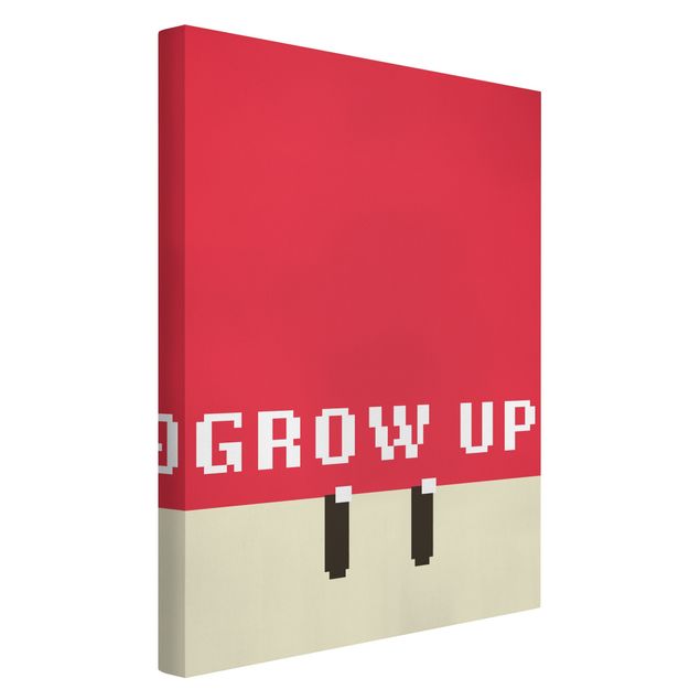 Cuadro rojo Pixel Text Grow Up In Red