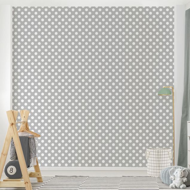 Papel pintado moderno White Dots On Grey