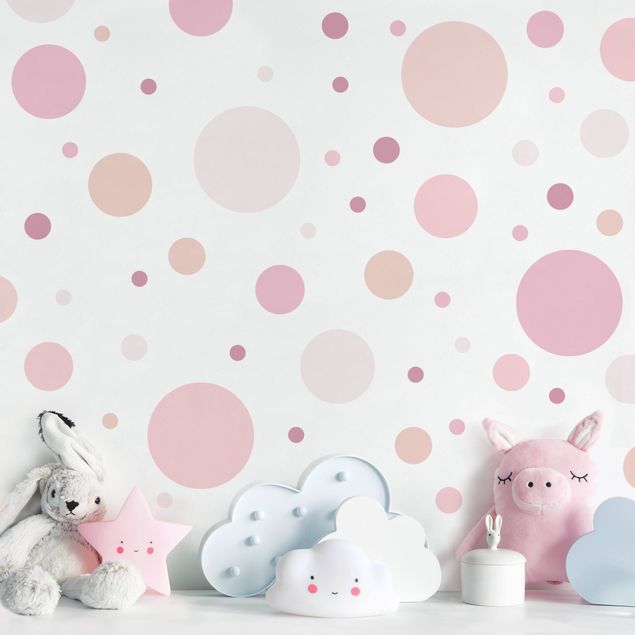 Decoración infantil pared Points confetti pink set