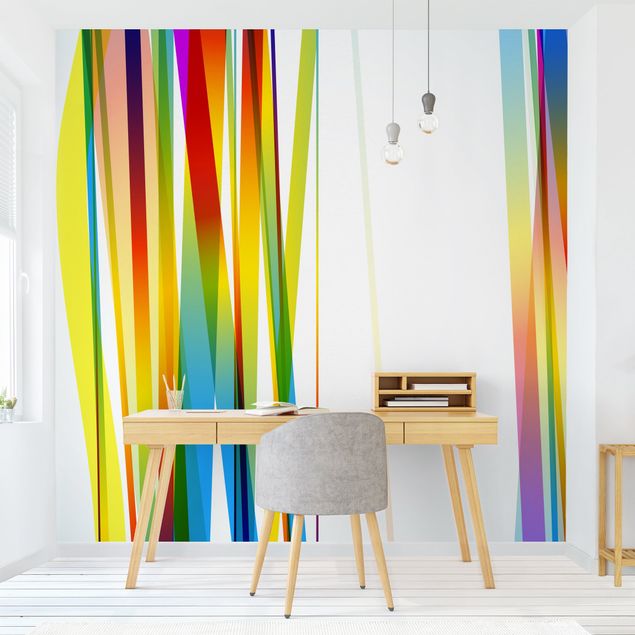 Papel pintado rayas Rainbow Stripes