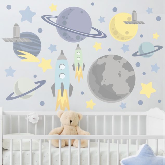 Decoración habitación infantil Rocket and planets