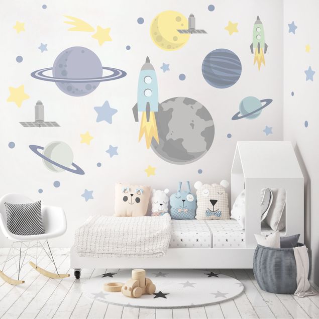 Vinilos pared Rocket and planets