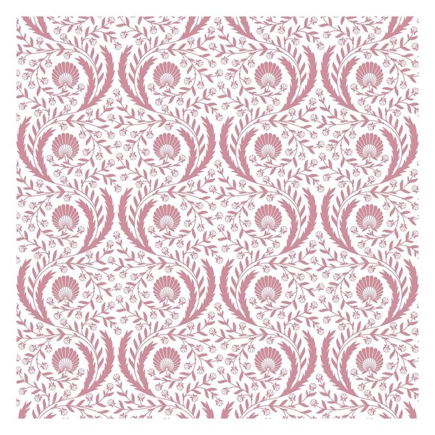 Papel pintado rosa Tendrils with Fan Flowers in Antique Pink