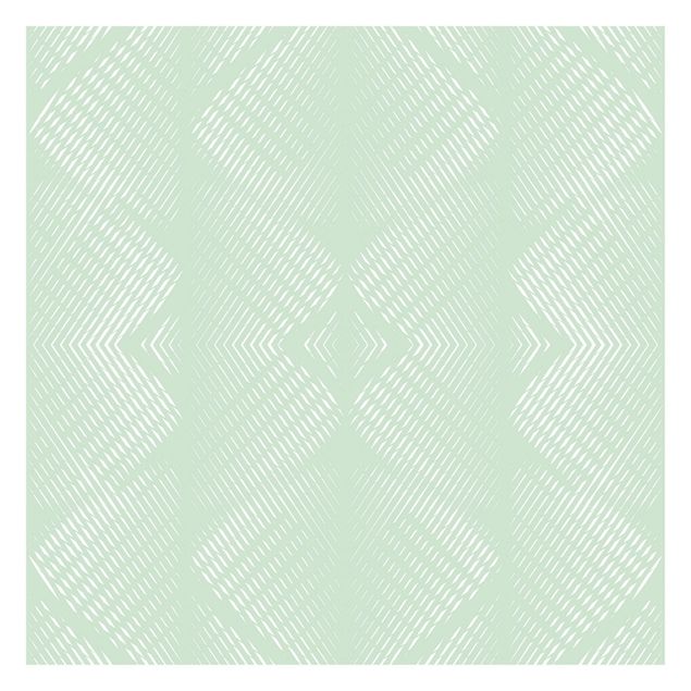 Papel pintado verde Rhombic Pattern With Stripes In Mint Colour