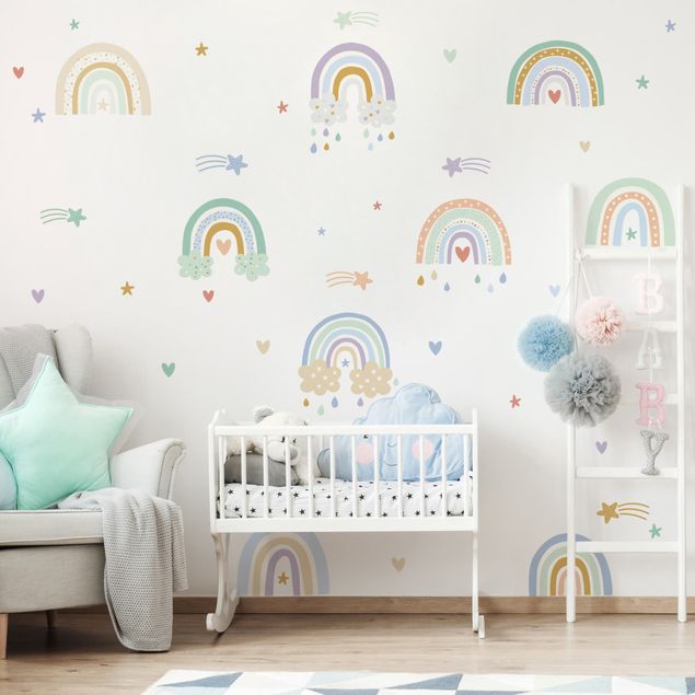 Decoración habitacion bebé Rainbows Pastel Set