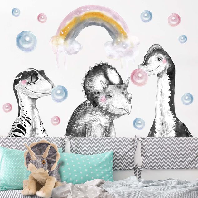 Vinilos dinosaurios pared Rainbow Dino Set