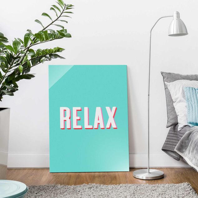 Cuadros de cristal frases Relax Typo On Blue