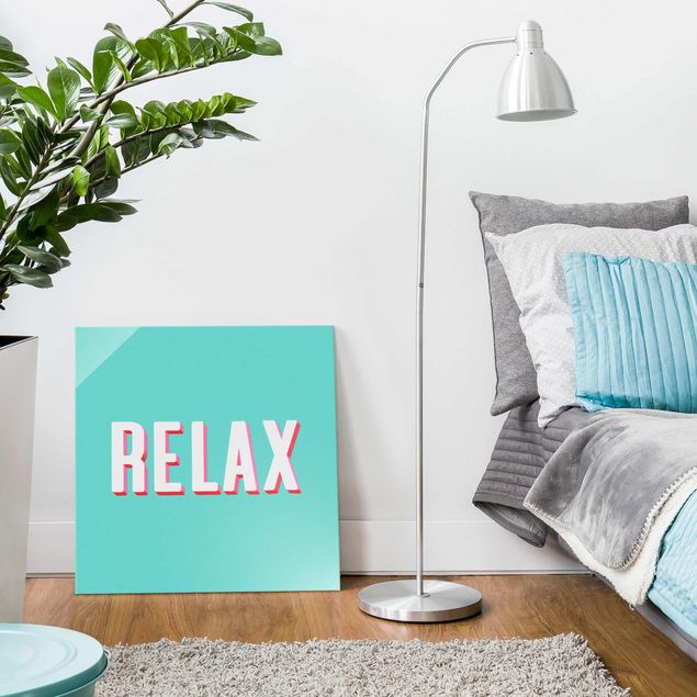 Cuadros con frases Relax Typo On Blue