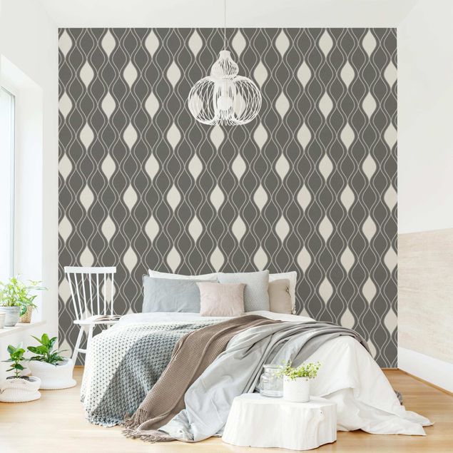 Papel pared geométrico Retro Pattern With Sparkling Drops In Anthracite