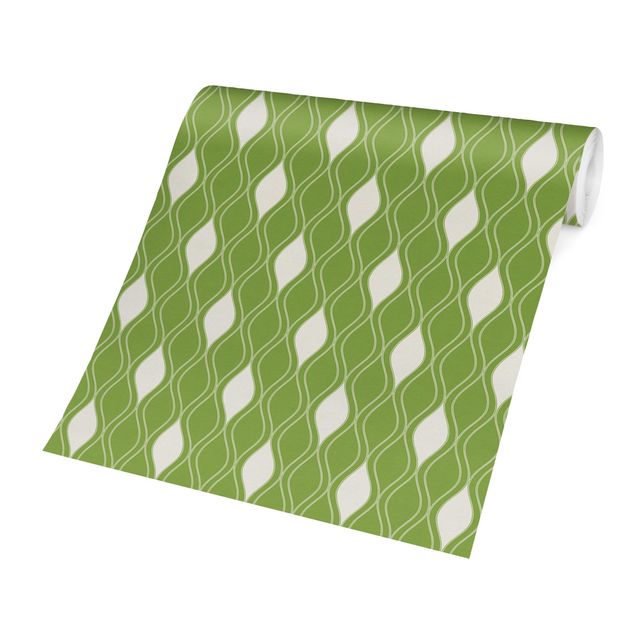 Papel pintado vintage Retro Pattern With Sparkling Drops In Light Green