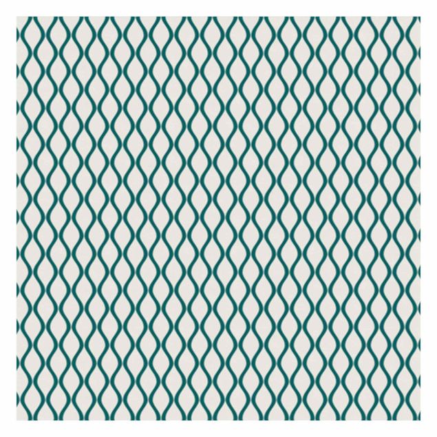 Papel pared turquesa Retro Pattern With Waves In Emerald