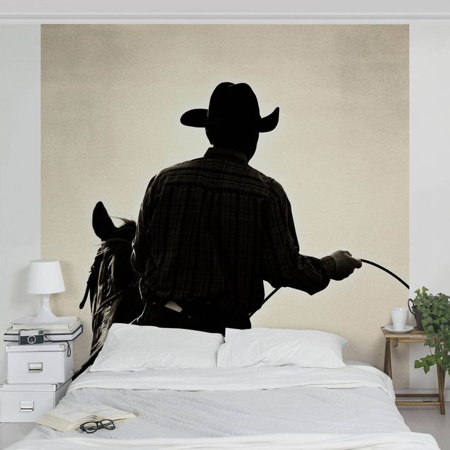 Papeles pintados blanco y negro Riding Cowboy
