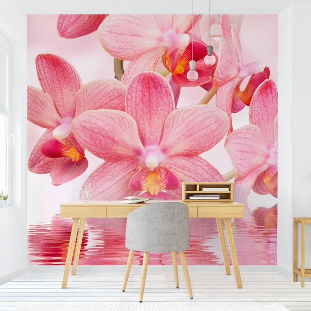 Papel pintado floral Light Pink Orchid On Water