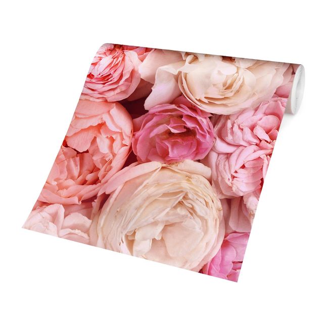 Papel pintado moderno Roses Rosé Coral Shabby