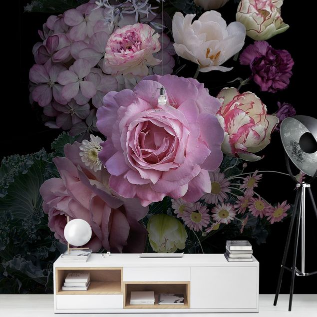 Papel pintado rústico Bouquet Of Gorgeous Roses