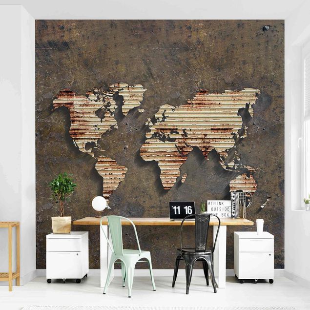 Papel pintado mapamundi infantil Rust World Map
