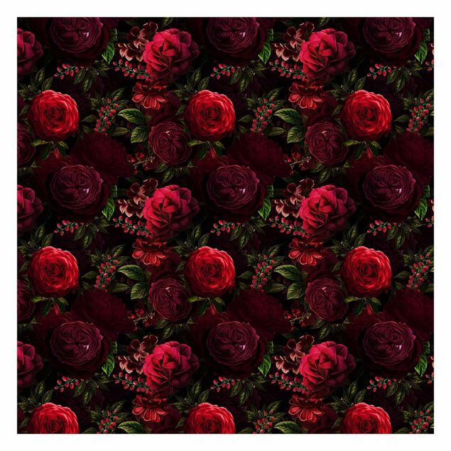 Papel pintado tonos rojos Red Roses In Front of Black