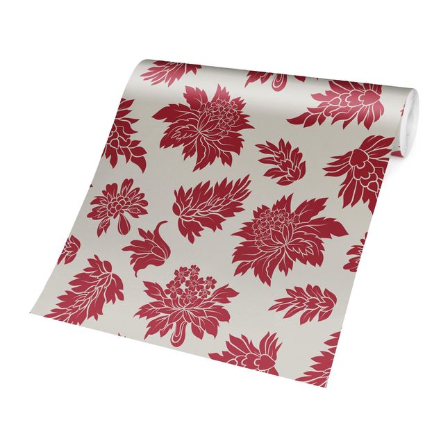 Papeles pintados Red Baroque Floral Pattern