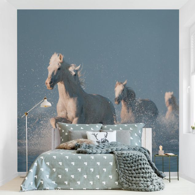 Papel pintado salón moderno Herd Of White Horses