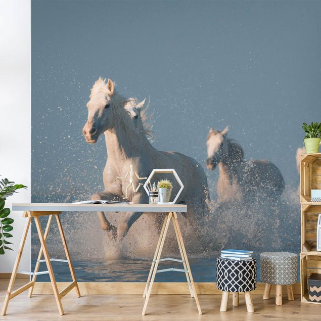 Papel pintado infantil animales Herd Of White Horses