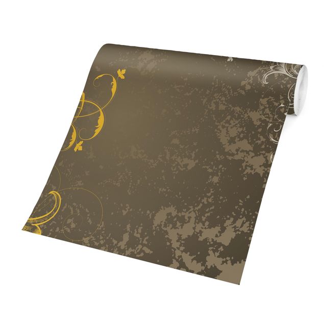 Papel pintado moderno Flourishes In Gold And Silver