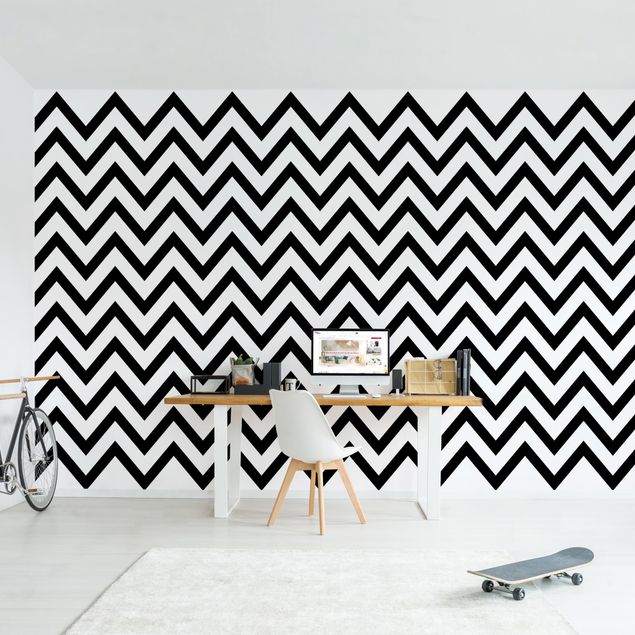 Papel pintado geométrico Black And White Zigzag
