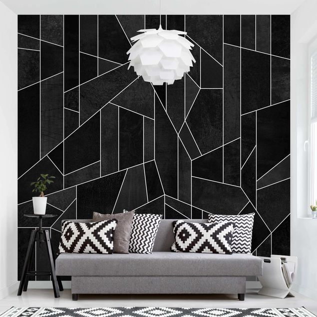 Papel pintado geométrico Black And White Geometric Watercolour